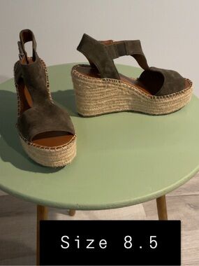 Franco Sarto Olive Suede Espadrille Wedges